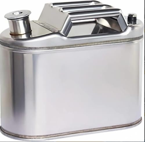 Tanica per benzina in acciaio inox con tubo del carburante, ideale per benzina, olio commestibile o acqua, per moto, automobili, tosaerba, barca, campeggio, 5 litri