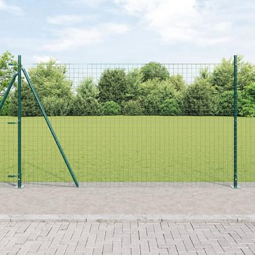Snsowed Pali per Recinzione Set di 52 Verde Cemento, Acciaio-3350231