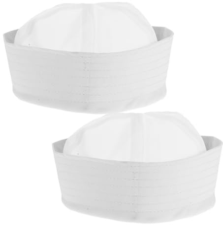 AKOOSY 2stücke Weiße Matrosenhüte Erwachsene Komfortable Kostüm Partyhüte Für Maskerade Karneval Cosplay Seemotiv Accessoire