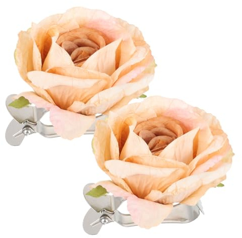 Embrasse Rideaux 2 Pièces Fleur en Métal pour Voilage Fin | Pince à Rideau, Support de Rideau Discret et Compact, Usage Chambre ou Bureau, N’abîme Pas le Tissu