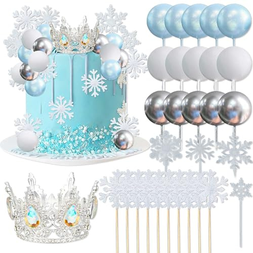 flocon neige boule gateau decoration princesse couronne fete anniversaire | flocon neige boule gateau decoration princesse couronne fete anniversaire deco boho party fournitures festives
