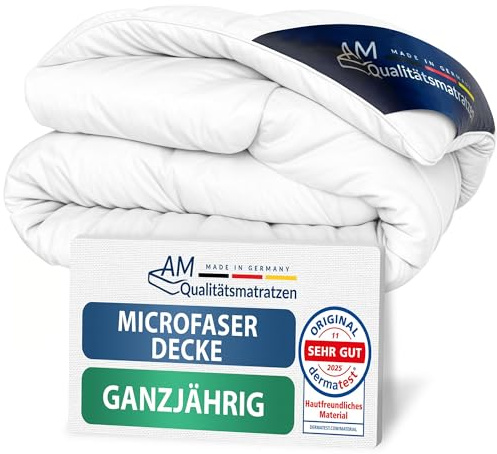 DormiGood Premium Mikrofaser Ganzjahresdecke 140x200cm - Made in Germany - Allergiker Bettdecke 140x200 mit Sensofill Füllung - Oeko TEX zertfizierte Decke 140x200 mit Bezug aus 100% Baumwolle