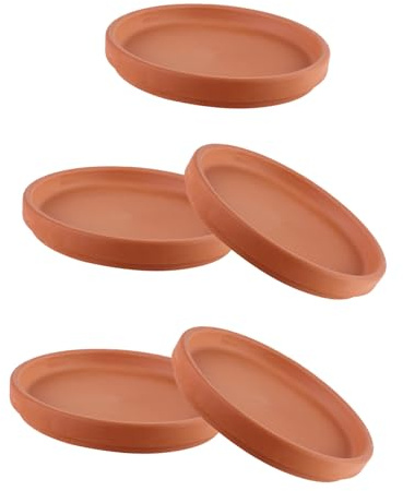 TOBBOMEY 5 Pezzi Sottovasi in Terracotta per Vasi Vassoi Resistenti e Leggeri per Piante e Fioriere Protezione AntiGraffio per Pavimenti ed Esterni