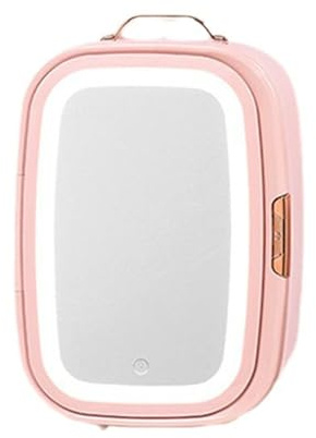 hxoity 20 L Mini Fridge Table Top Refrigerator With Cooler And Warmer Freestanding Food Heater & Beverage Cooler For Bedroom, Cosmetics, Medications, Home And Travel AC+DC Power(Pink,Dual core)