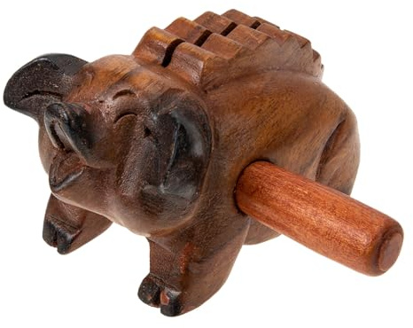 Hemobllo Figura Decorativa in Legno Forma di Maialino Giocattolo Sonoro Creativo per Strumento Percussione Artigianale Decorazione da Scrivania per Casa Regalo Educativo per Feste e Natale