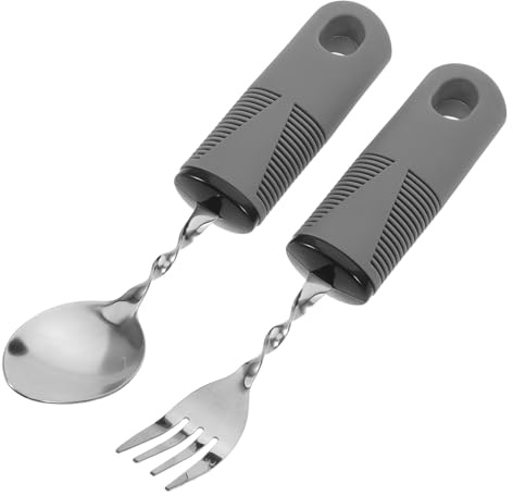 Ciieeo Fourchette Inox Adaptée avec Manche Ergonomique Couverts Anti-tremblements pour Personnes Handicapées Seniors et Malades Ustensiles de Cuisine Flexibles