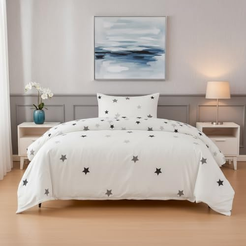 HOMEYA Juego de Funda Nórdica Cama 90 de 2 Piezas, Funda Edredón 150x220cm + 1 Almohada 50x75cm, Poliéster Patrón Moderna Estampado, Sin Bajera