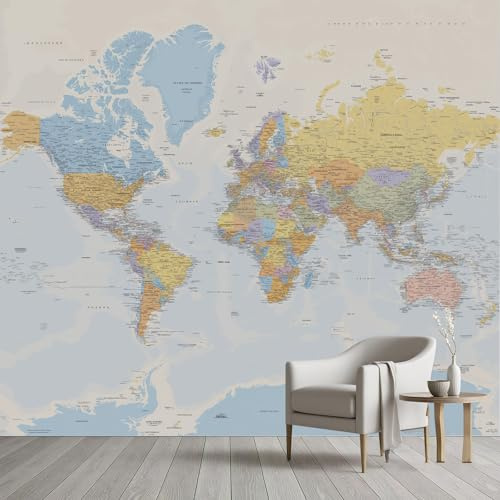 Afrika Asien Europa Weltkarte Seide Tapete Weltterritorium Fototapete Panorama 3D Effekt Tapeten Wandtapete Selbstklebende Wandbilder Wohnzimmer 350x256 cm