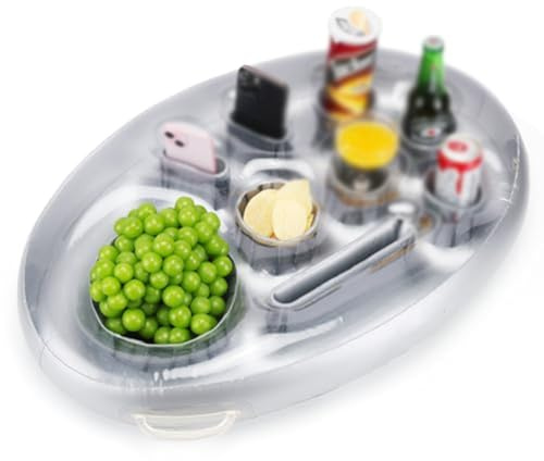 Gettimore Porte-boisson flottant pour adultes – Plateau flottant gonflable avec plusieurs compartiments, 70 x 50 x 10 cm, pour piscine, bateau et utilisation de l'eau
