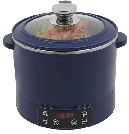 Cuiseur à riz électrique à faible teneur en sucre, 3 l, 1500 W, multifonction, avec pot intérieur et verre doseur, pot intérieur pour maisons, appartements 26,5 x 23,5 cm (bleu)