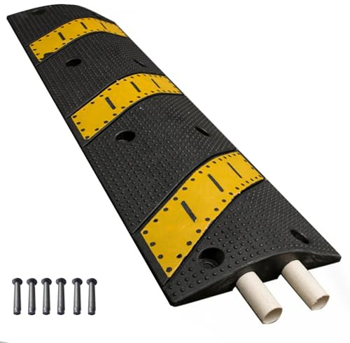 Pasacables, 2 Canales, Capacidad de Carga de 10 000 kg, Cubre Cables Suelo para Pavimentos de Asfalto/Hormigón