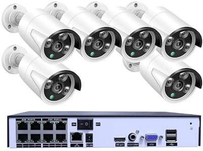Sistemi di telecamere CCTV, Kit NVR H.265+ 8CH 4.0MP POE CCTV Telecamera IP da 4 MP Rilevamento faccialeP2P IR Sorveglianza video di sicurezza esterna(None,8CH NVRX6pcs 4MPcam)