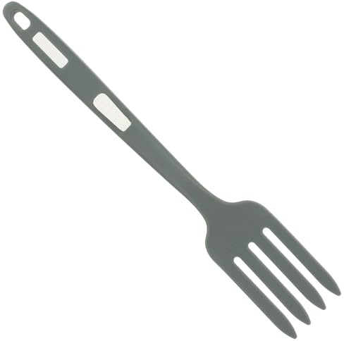 FOMIYES Tenedor Grande de Silicona Antiadherente Gris Verde, Ergonómico para Servir y Cocinar Pasta, Utensilio Multiusos Ligero para Cocina Doméstica y Profesional
