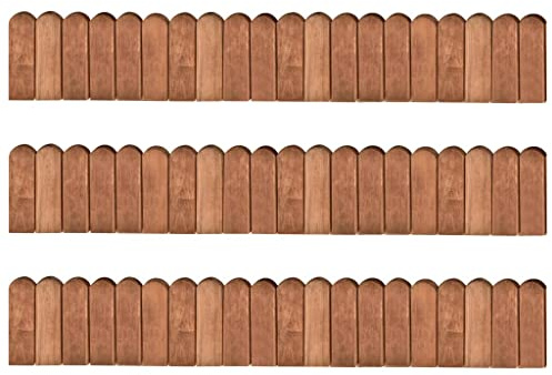 Mokuyary Kantrullar, 3 stycken, 120 cm, impregnerad furu, trädgårdskant, gräsmatta, enkel montering för massiv, köksträdgård, uppfart, gräsmatta, rabatt