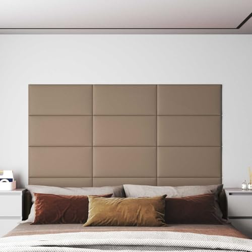SooIarix Vägghuvuddel tyg cappuccino 60 x 30 cm, 12-delat set, modern väggdyna, självhäftande för sovrum, väggpaneler, barnrum, väggkudde, säng