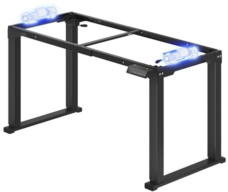 FLEXISPOT Bureau Assis Debout Électrique avec 2 Moteurs et 4 Pieds, Hauteur Réglable 71,5–118,5 cm, Mémoire de Hauteur, Système Anticollision, Charge 120 kg, Idéal Bureau, Télétravail et Gaming, Noir