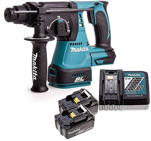 Makita DHR242Z 18v Brushless SDS+ Rotary Hammer + 2 x 5.0Ah Batteries & Charger