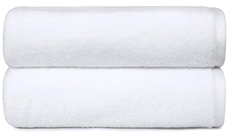 Amazon Basics 2-Piece Quick-Dry Oversize Bath Towel, 100% Cotton, 54 x 30, White