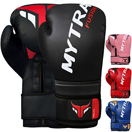 Mytra Fusion boxningshandskar 45 ml 35 ml (10 oz) MMA Box handskar för träning punching sparring muay thai boxningshandskar män och kvinnor kickboxhandskar (svart, 25 ml)