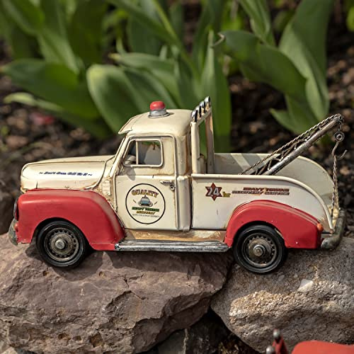 Zaer Ltd. Vintage Style 13 Long Metal Tow Trucks (White-Red)