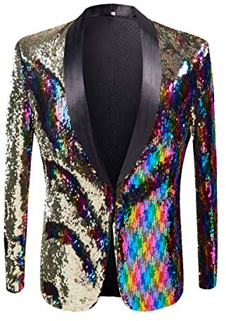 PYJTRL Herren-Blazer mit 2 Farben und glänzenden Pailletten