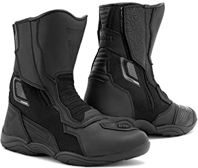 REBELHORN Scout Air Motorradstiefel Herren und Damen | PU Leder | Mesh Einsätze | Zwei Lange Reißverschlüsse | Verstärkte Zehen, Fersen und Knöchel | Doppel und Dreifachnähte | Größen bis 48