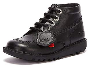 Kickers Unisex Kid's Kick Hi Classic Ankle Boots with Zip | Extra Comfortable | Added Durability | Premium Quality School Shoes, Patent Black, Size 12.5 UK Child