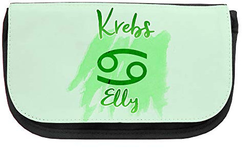 Kosmetiktasche mit Namen Elly und Sternzeichen-Motiv Krebs | Schminktasche | Viele Vornamen zur Auswahl