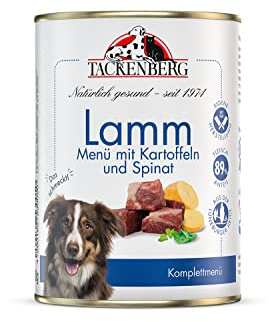 TACKENBERG 6 x 800 g (4,8 kg) Lamm mit Kartoffeln & Spinat Nassfutter Dose für Hunde - Hundefutter in Premiumqualität - natürlich getreidefrei