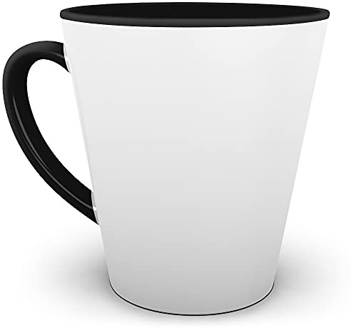 Bastel-Tassen ohne Druck zum Bemalen aus Hochwertiger Keramik Einzeln oder im Set/Mug/Cup/Becher/Pott Konische Tasse Innen & Henkel Schwarz 2er Set