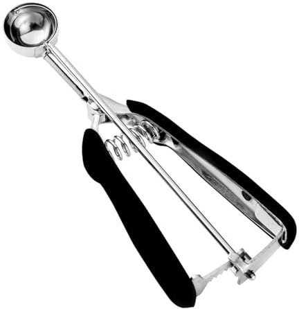HOMURE H Mini Cookie Scoop, Cookie Dough Scoop, 2 Teaspoons/ 10 ML, 2/3 Tablespoons Spring-Loaded Scoop, 18/8 Stainless Steel, Comfortable Grip, Black
