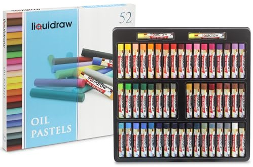 Liquidraw Oil Pastels-52 Pack | Assorted Vivid Colours | Ideal Set For Artists, Students & Kids | Suitable for Drawing & Sketching on Textured Paper | Quality Soft Smudge Pigment | Fade Resistant