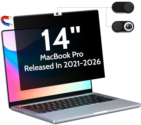 Peslv Magnetische Sichtblende für MacBook Pro 14 Zoll (2021-2024, M1, M2, M3, M4), abnehmbar, matt, Blaulicht-Blendfilter für Mac Pro 14,2 Zoll-Laptop