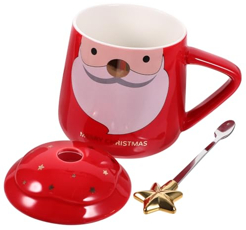 TOPBATHY 1satz Kreativer Weihnachtsbecher Mit Niedlichem Cartoon-design Und Praktischem Deckel Für Kaffee Tee Oder Heiße Getränke Zu Hause Oder Unterwegs