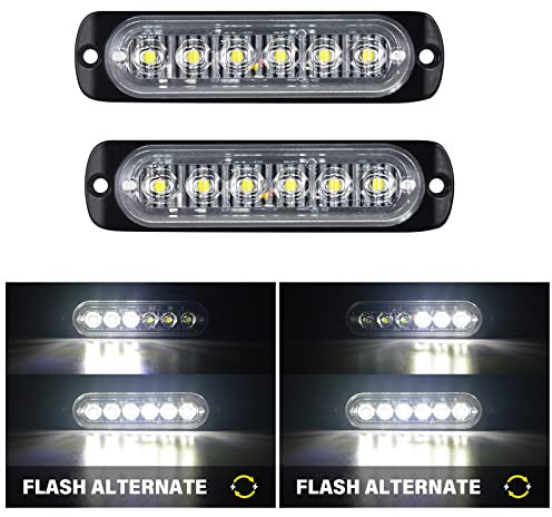 RIGIDON 2 Piezas 4.3 pulgada 6 led luz estroboscópica emergencia, 12v 24v faros antiniebla barras de luz led para trasera off road camión, coche, ATV, SUV, 4x4, barco, blanco impermeable IP67