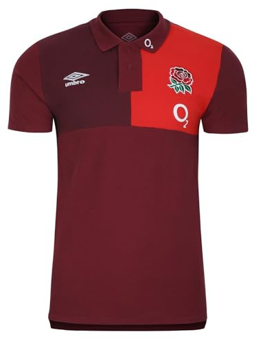 Umbro Mens England Rugby CVC Polo Shirt 2023 2024 Adults Top Red/Scarlet M
