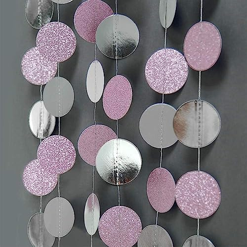 KHDULQ Runde Papier Girlande, Papier Girlande Glitzer Runde Kreis Banner 2 Stücke 4 Meter Punkte Kreis Girlande für Birthday Decorations, Deko Karneval, Geburtstag Hochzeit