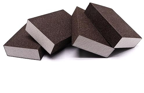 SWZHAI 4 blocchi abrasivi, grana 120, spugna abrasiva riutilizzabile, spugna di carta vetrata a secco per legno, metallo, cartongesso (grana 120)