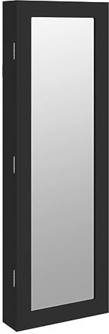 vidaXL Armoire à bijoux avec miroir murale noir 30x8,5x90 cm, armoire à bijoux, organisateur de bijoux, armoire à bijoux avec miroir