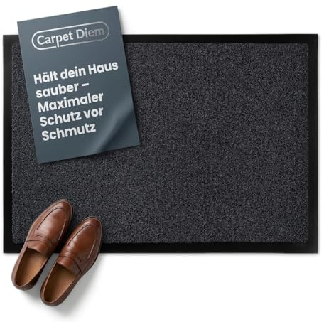 Carpet Diem Fußmatte Anthrazit, 120x180 cm, rutschfeste Schmutzfangmatte | Fußmatte Eingangsbereich, Innen & außen, rutschfeste Türmatte, Schmutzfang Teppich für Haustür, Fußabtreter Qualität aus EU
