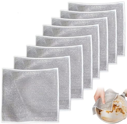 Wire Dishwashing Rags - Multipurpose Wire Dishwashing Rags for Wet and Dry, Non-Scratch Wire Dishcloth, Multifunctional Kitchen Cleaning Cloths for Dishes, Sinks, Counters, Stove Tops (single layer)