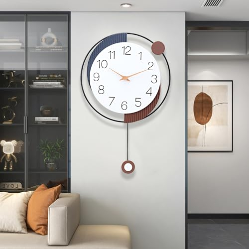 Coslife Moderne Schlichte Klassische große dekorative Wanduhr mit Pendel, Moderne Nicht-laufende stumme Wanduhr aus Metall für Wohnzimmer, Schlafzimmer, Arbeitszimmer, Büro(19in*16in)