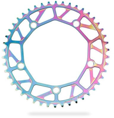 SkyjOy Kettenblatt Faltrad Zahn Kettenblatt Positiv Negativ Zahn 46/48/50/52/56/58T Kettenblatt BMX Fahrrad Bunte Kurbelgarnitur 130BCD Kettenblatt 38 ZäHne (Color : 46T Colorful)