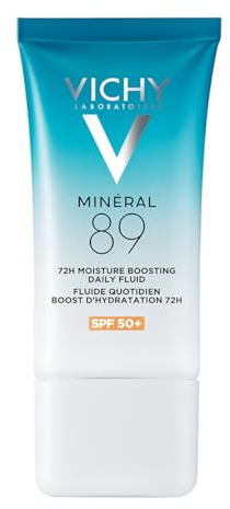Vichy Minéral 89, 72h Feuchtigkeits-Boost und UV-Fluid mit LSF 50+, Sonnenschutz- und Hyaluron-Creme, Mit Vitamin B3 und Squalan, Für intensive Feuchtigkeit und strahlende Haut, 50 ml