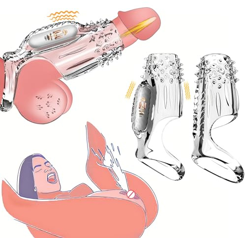 Vibrating Penis Sleeve Cock Ring, 2 Pack Reusable Soft Cock Sleeve Couple Vibrator, Delay Ejaculation Stronger Erection, Silicone Penis Pump Enlarge Sleeves Girth Adult Sex Toys for Couples Men