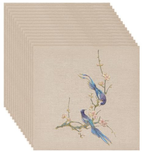 BENECREAT 20 foglio di Tessuto Ricamato In Lino Quadrato Beige, Tessuto per Ricamo A Punto Punto 25x25 cm per Accessori di Abbigliamento e Artigianato