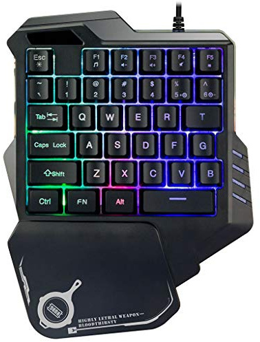 PC One-Handed Keyboard Ergonomic Mechanical Gaming Keypad with Small 35keys Wrist Rest RGB Colorful Backlight for Computer/Desktop/Laptop