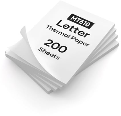 200 Feuilles De Papier Thermique US Letter-216 X 279 mm, Compatible Avec L'Imprimante Mobile MT610, SéChage Rapide, Pour Contrats, Photos, Dessins Et Devoirs