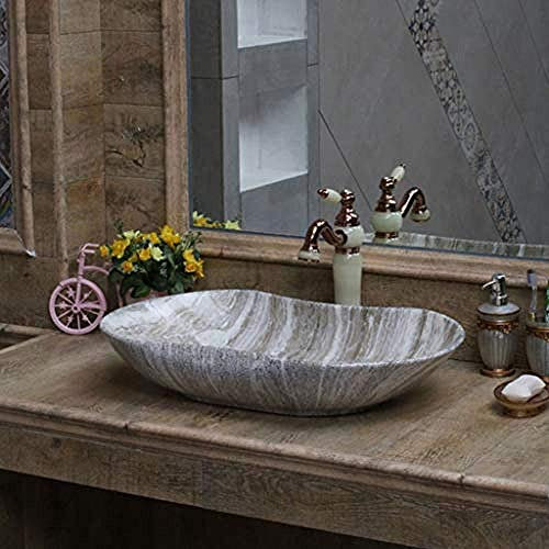 ROLTIN Lavandino da appoggio in Ceramica Vintage lavabo da appoggio Ovale Grande lavabo Artistico lavabo da Bagno lavabo da appoggio per la casa lavelli da Bagno