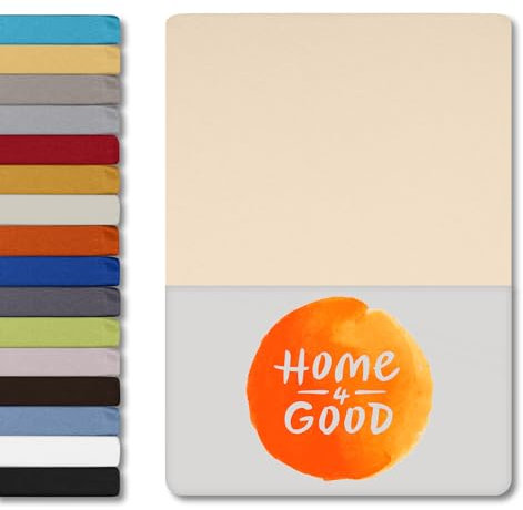 home4good Spannbettlaken 180x200cm – Jersey-Spannbetttuch aus 100 % Baumwolle – Oeko-TEX 100 Zertifiziert – bügelfrei, elastisch & atmungsaktiv – für 15–25 cm Matratzenhöhe - Creme